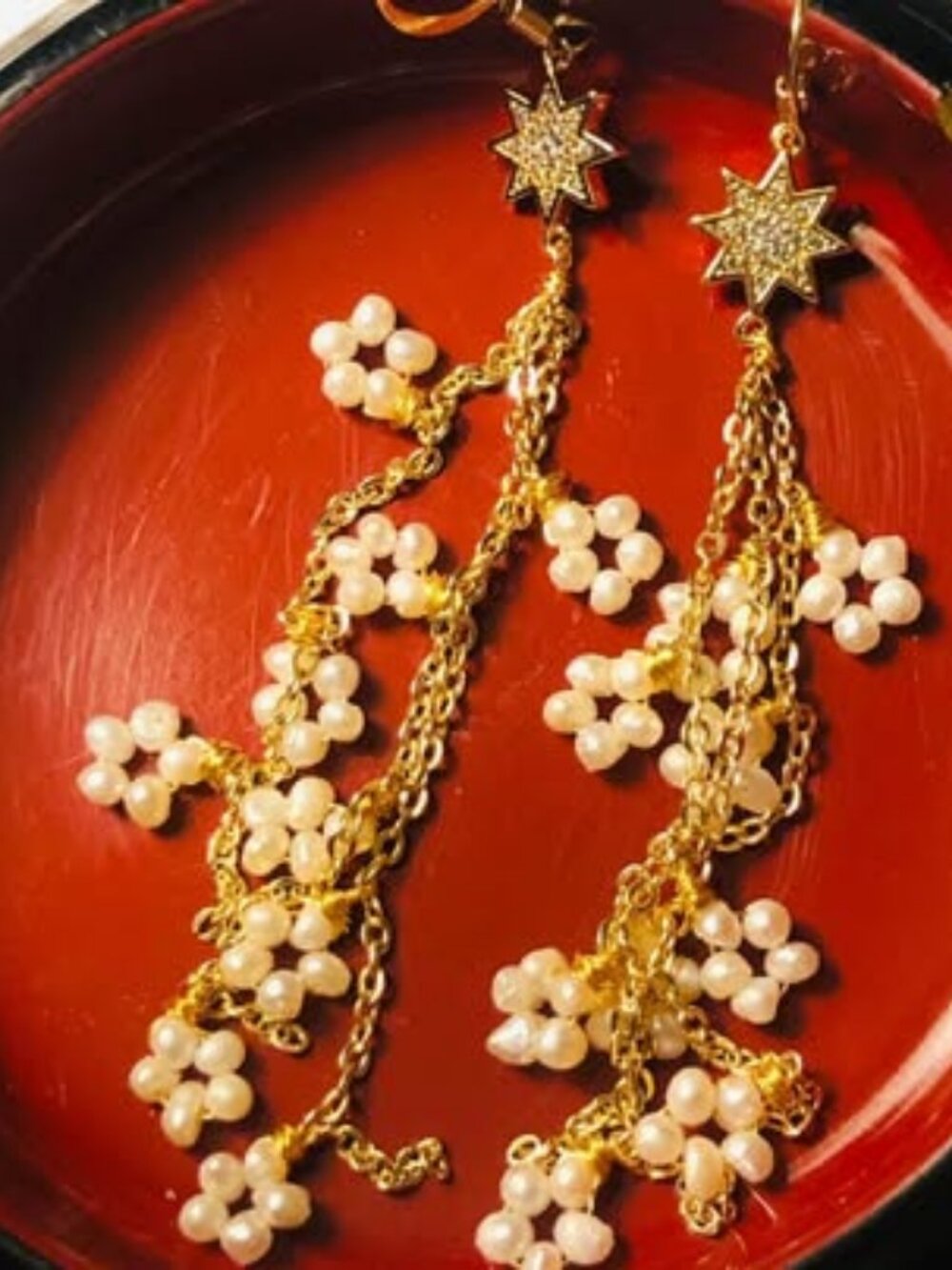 Natural Baroque Pearl 14K Gold Filled Long Dangle Earrings